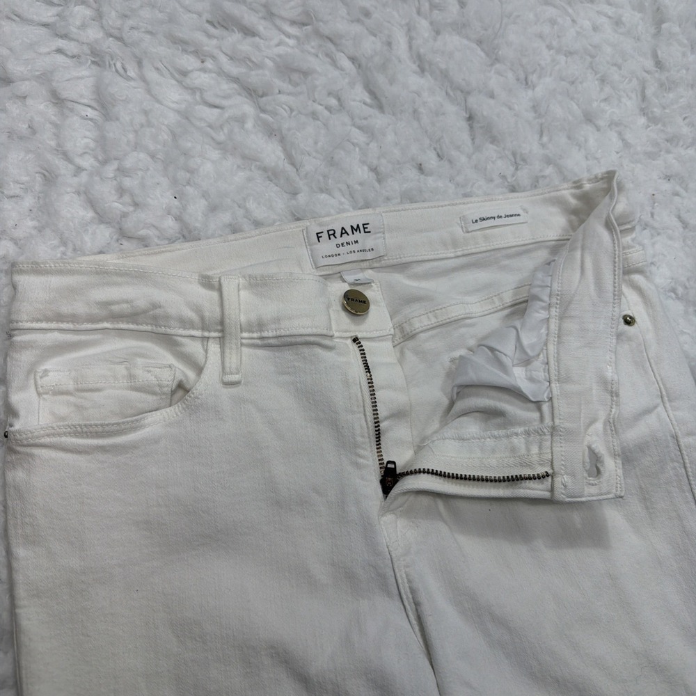 FRAME Jeans Le Skinny De Jeanne 31 (Blanc) White Super Stretch 28x29 Summer Mint